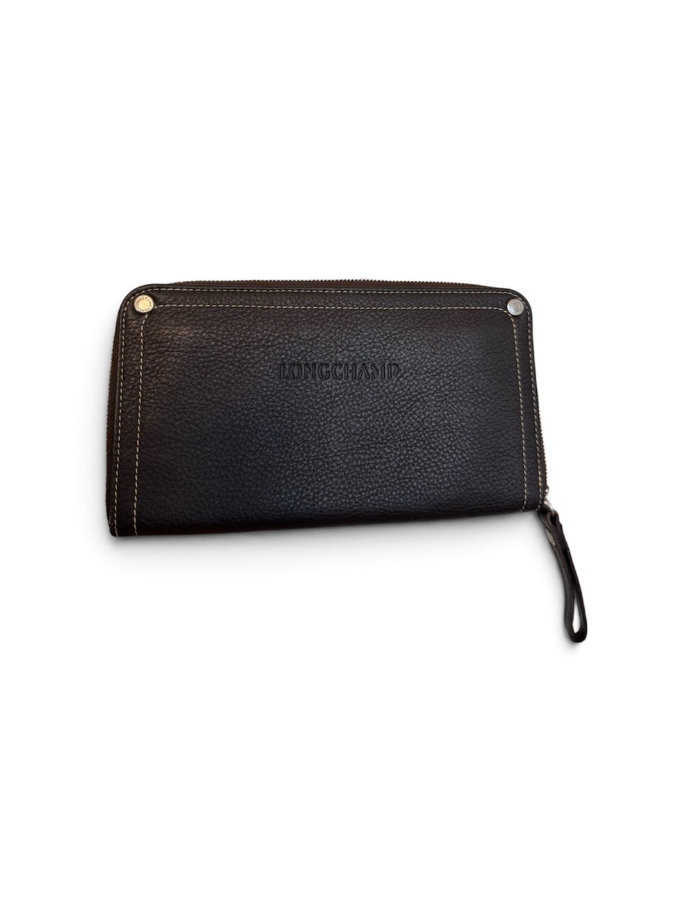 Longchamp Black Leather Zip Wallet